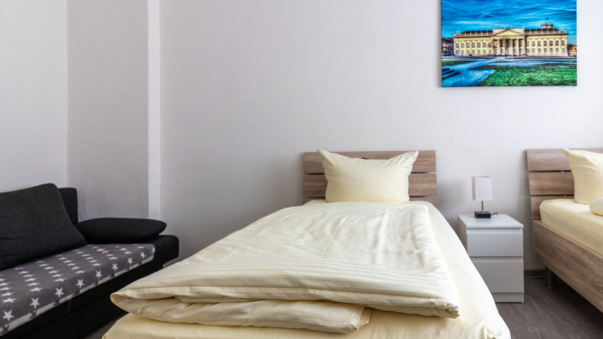 twin beds, couch